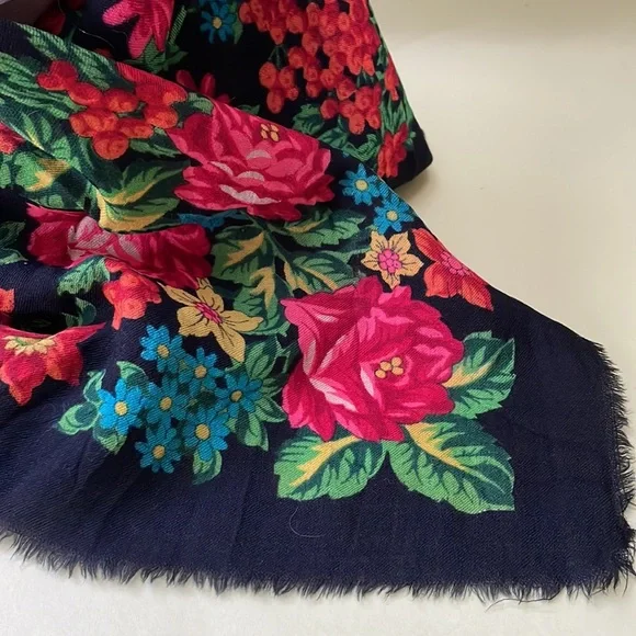 Vintage 60’s multicolored Russian wool shawl